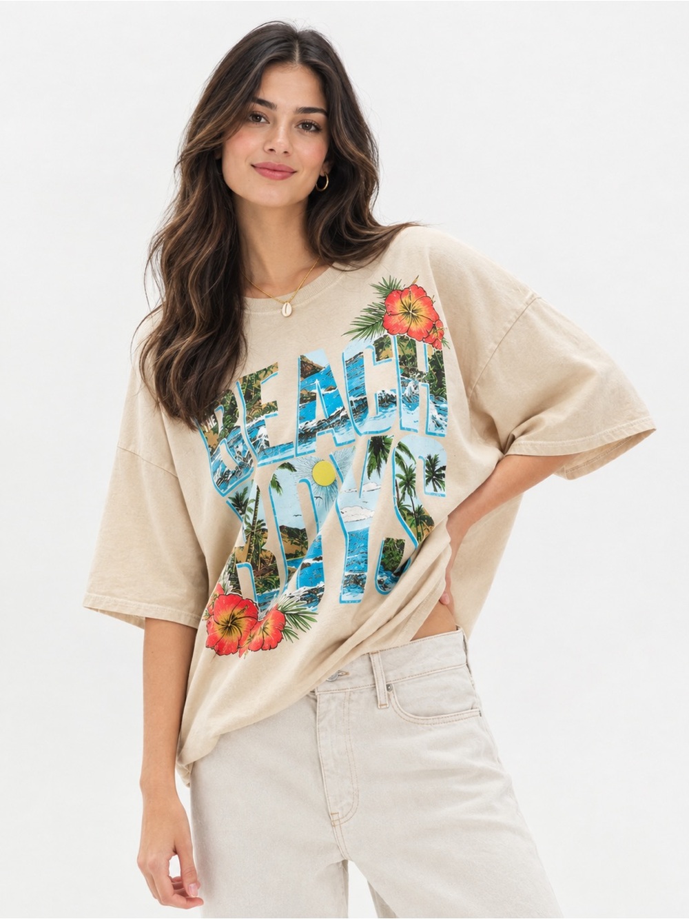 Daydreamer Free People Beach Boys Wouldn't It Be Nice Graphic Tee Oat One Size